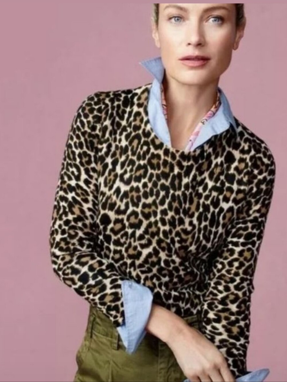 J Crew Leapord Print Crewneck Sweater